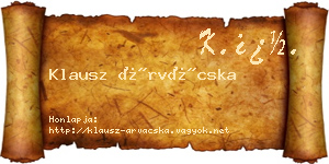 Klausz Árvácska névjegykártya